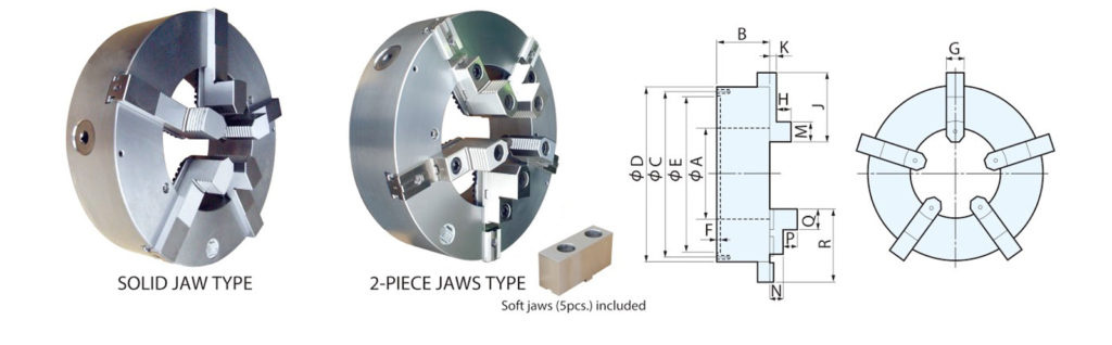5 JAWS SCROLL CHUCK WITH LARGE THRU HOLE FOR PIPE MACHINING